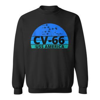 Ocean Blue Navy Aircraft Carrier Uss America Sweatshirt - Seseable