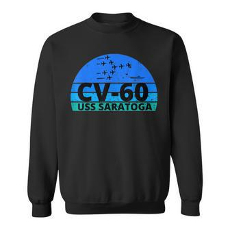 Ocean Blue Navy Aircraft Carrier Uss Saratoga Sweatshirt - Seseable