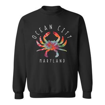 Ocean City Maryland Crab Tie Dye Summer Vacation Sweatshirt | Mazezy
