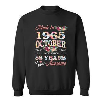 October 1965 Flower 58 Years Of Being Awesome Sweatshirt - Seseable