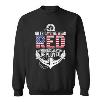 On Fridays We Wear Red Friday Navy Gift Distressed Sweatshirt - Thegiftio UK