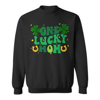 One Lucky Mom Shamrock Mom Life St Patricks Day Sweatshirt - Seseable