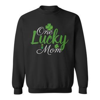 One Lucky Mom Shamrock Mom Life St Patricks Day Sweatshirt - Seseable