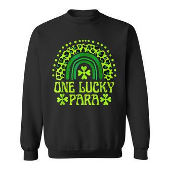 One Lucky Para Family St Patricks Day Rainbow Leopard Sweatshirt - Seseable