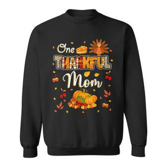 One Thankful Mom Fall Leaves Autumn Mother Thanksgiving Men Women Sweatshirt Graphic Print Unisex - Thegiftio UK
