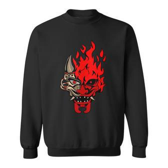Onicyborg Cyberpunk Oni Samurai Evil Maskman Cool Streetwear Sweatshirt | Mazezy