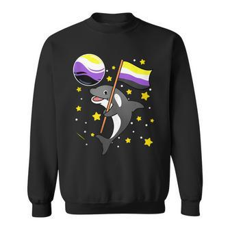 Orca In Space Nonbinary Pride Sweatshirt | Mazezy