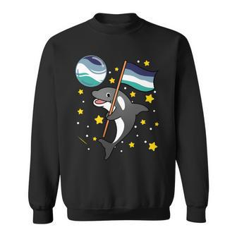 Orca In Space Oriented Aroace Pride Sweatshirt | Mazezy