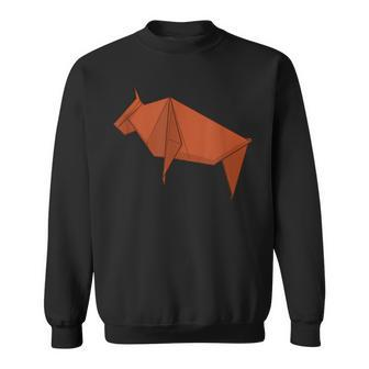 Origami Paper Geometric Bison Sweatshirt | Mazezy