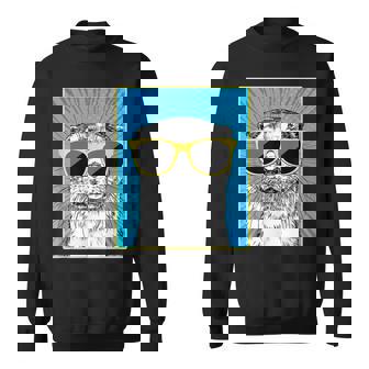 Otter Portrait Pop Art Animal With Sunglasses Men Women Sweatshirt Graphic Print Unisex - Thegiftio