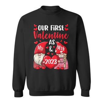 Our First Valentine As Mr And Mrs 2023 Hearts Valentines Day Sweatshirt - Seseable