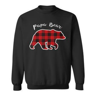 Papa Bear Men Red Plaid Christmas Pajama Family Dad V2 Men Women Sweatshirt Graphic Print Unisex - Seseable