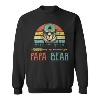 Papa Bear Vintage Daddy Wildling Fathers Day Dad Sweatshirt | Mazezy