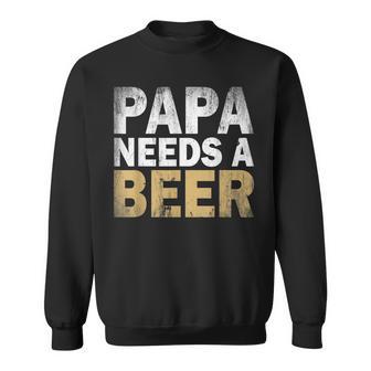 Papa Braucht Ein Bier Lustiges Herren Sweatshirt, Statement in Schwarz - Seseable