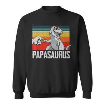 Papasaurus Papa Dinosaurs Dad & Baby Fathers Day Gift Sweatshirt - Seseable