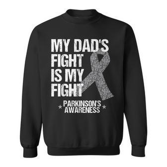 Parkinsons Disease Awareness DadS Fight Silver Ribbon Gift Sweatshirt - Thegiftio UK