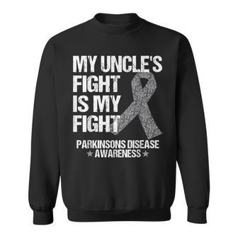 Parkinsons Disease Awareness Uncle Fight Silver Ribbon Gift Sweatshirt | Mazezy