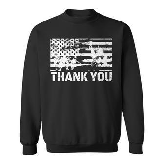 Patriotic American Flag Thank You Veterans T Men Women Sweatshirt Graphic Print Unisex - Seseable