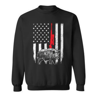 Patriotic American Usa Flag - Boar Hunting Wild Hog Hunter Sweatshirt | Mazezy CA