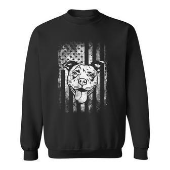Patriotic Pitbull American Flag Dog Lover Sweatshirt | Mazezy