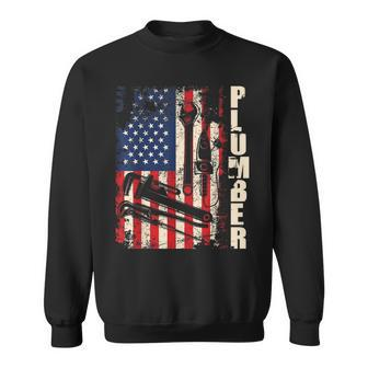 Patriotic Plumber Us Flag Plumbing Handyman Pipe Fitter Sweatshirt | Mazezy
