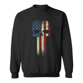 Patriotic Skull Usa Military American Flag Proud Veteran Sweatshirt - Seseable