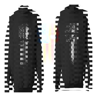 Patriotic Skull Usa Military American Flag Proud Veteran Sweatshirt | Seseable CA