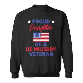 Patriotic Us Flag Military Veteran Daughter Men Women Sweatshirt Graphic Print Unisex - Seseable