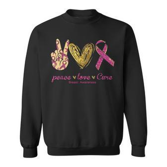 Peace Love Cure Breast Cancer Awareness Sweatshirt - Seseable