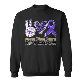 Peace Love Cure Lupus Awareness Purple Ribbon Lupus Support Sweatshirt | Mazezy