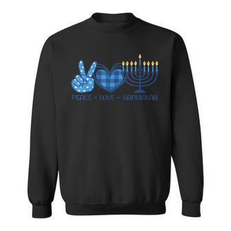 Peace Love Hanukkah Funny Happy Hanukkah Family Pjs Matching Men Women Sweatshirt Graphic Print Unisex - Seseable