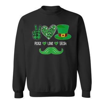 Peace Love Irish Peace Heart Shamrock St Patricks Day Sweatshirt - Seseable