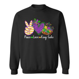 Peace Love King Cake Funny Mardi Gras Festival Party Costume Sweatshirt - Seseable