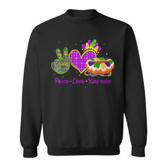 Peace Love King Cake Funny Mardi Gras Festival Party Costume V11 Sweatshirt - Seseable