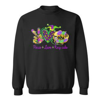 Peace Love King Cake Funny Mardi Gras Festival Party Costume V13 Sweatshirt - Seseable