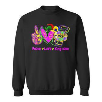 Peace Love King Cake Funny Mardi Gras Festival Party Costume V2 Sweatshirt - Seseable