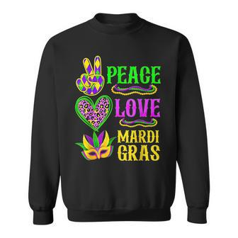 Peace Love Mardi Gras Leopard Funny Festival Carnival Party Sweatshirt - Seseable