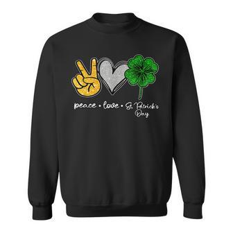 Peace Love St Patricks Day Shamrocks Sweatshirt - Seseable