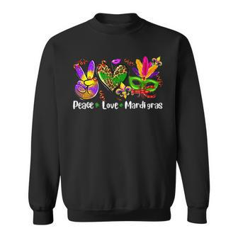 Peace Sign Heart Fleur De Lys Hippie Peace Love Mardi Gras Sweatshirt - Seseable