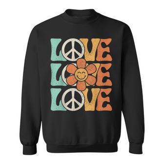 Peace Sign Love 60S 70S Costume 70 Theme Party Groovy Hippie Sweatshirt | Mazezy