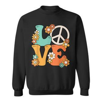Peace Sign Love 60S 70S Costume Groovy Hippie Theme Party V2 Sweatshirt | Mazezy