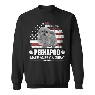 Peekapoo Dog Make America Great Dog Flag Patriotic Sweatshirt - Seseable