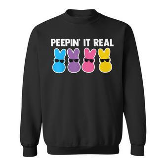 Peepin It Real - Funny Bunny Candy Egg Hunt Happy Easter Sweatshirt | Mazezy