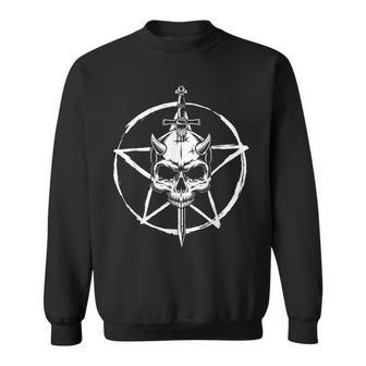 Pentagram Skull Goat Devil Demon Satan Satanism Devilish Men Women Sweatshirt Graphic Print Unisex - Seseable