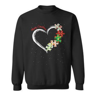 Ph Merry Christmas Autism Awareness Heart Puzzle Men Women Sweatshirt Graphic Print Unisex - Thegiftio UK