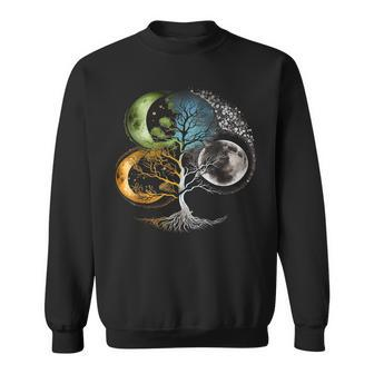 Phases Of The Moon Tree Mystical Zen Yoga Meditation Graphic Sweatshirt | Mazezy