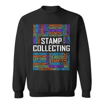 Philatelist Gifts Stamp Collecting Words Lover Gift Men Women Sweatshirt Graphic Print Unisex - Seseable