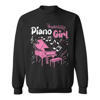 Piano Girl Pianist Music Notes Keyboard Musical Notes Cute Sweatshirt - Seseable