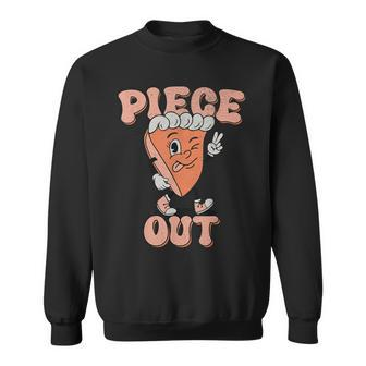 Piece Out Pumpkin Pie Retro Thanksgiving Fall Vibes Groovy Men Women Sweatshirt Graphic Print Unisex - Thegiftio UK