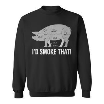 Pig Id Smoke That Bbq Grilling Fathers Day Smoking Meat Sweatshirt - Seseable